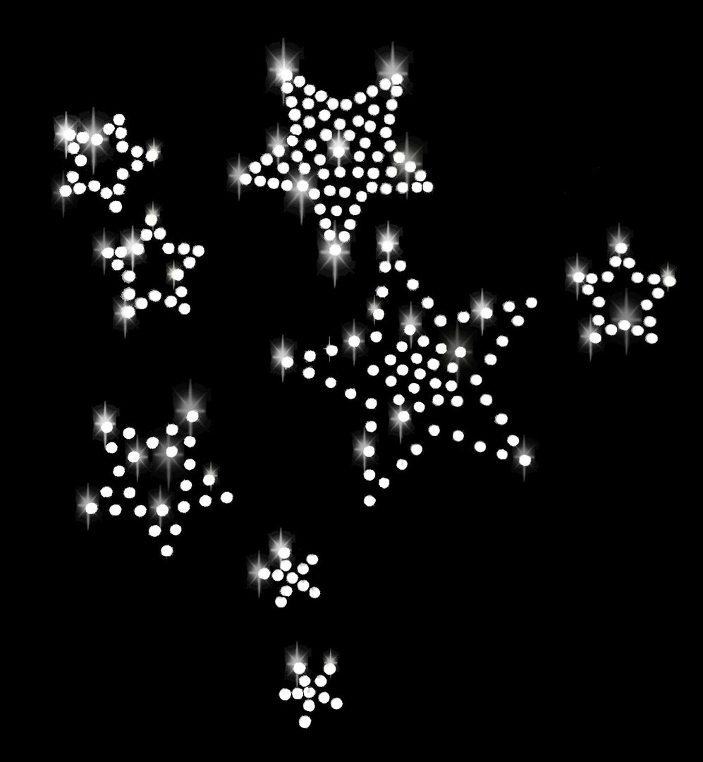 6stk Sternapplikation zum Aufbügeln 6 cm Bunte Strass Glitzer Sterne 