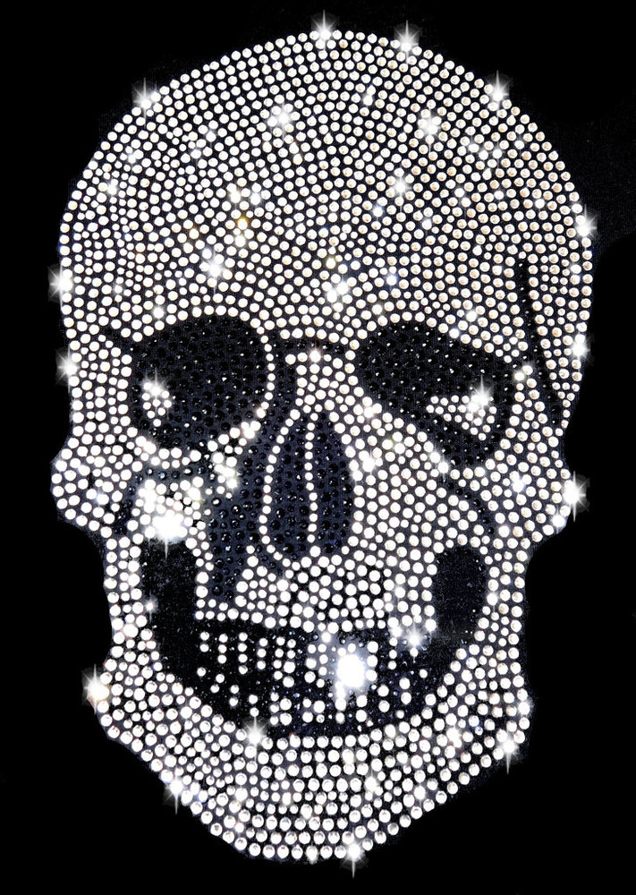 Hotfix Strass Bügelbild Totenkopf Skull mit Kreuz Farbwahl 110101 Karostonebox 