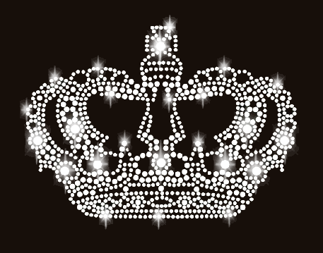 Patch Krone Prinzessin schwarz silbern mit Strasssteinen Applikation Bügelbild 