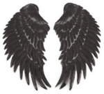 Teufel Flügel schwarz Pailletten Applikation Patch04a