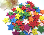 button 15 mm wood 10 pieces star colorful stars 01