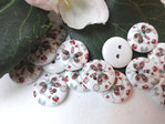 Buttons 15mm wood 10 pieces butterfly dragonfly round