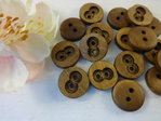 Buttons 15mm wood 10 pieces brown round 2 hole hollowed out