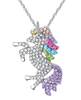 Unicorn rhinestone necklace 01 children colorful