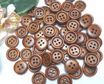 buttons 13mm wood 10 pcs 4 Hole brown