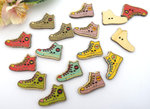 Sneakers wooden buttons 6 pieces colorful cool top price