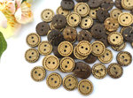 Buttons 15mm coconut wood 10 pieces brown round seam