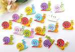 Buttons 23x21mm wood 10 pieces snail colorful