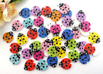Buttons 18x16mm wood 10 pieces colorful ladybug