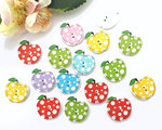 Buttons 21x20mm wood 10 pieces colorful apple fruit