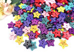 button 15 mm wood 10 pieces star colorful stars 02