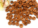 Buttons 10mm wood 10 pieces brown round seam