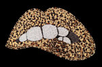 XL mouth lips leopard sequins application patch 03