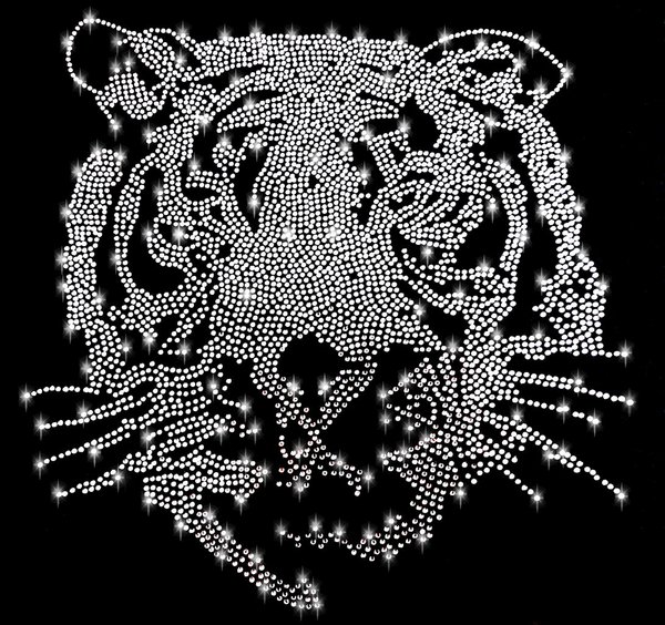 Tiger rhinestone iron-on2 hotfix application