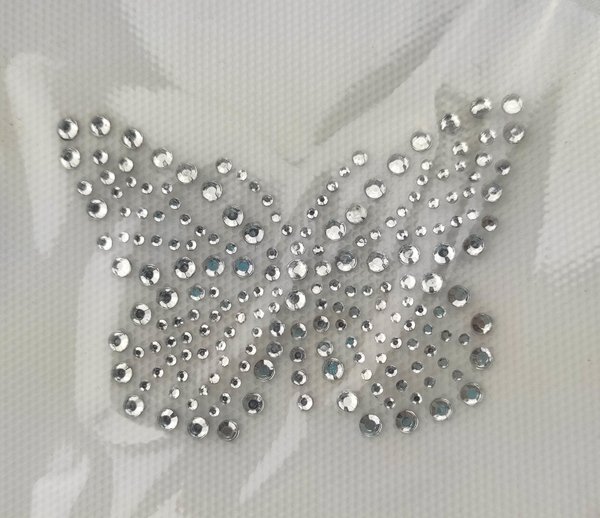 Butterfly rhinestone motif iron-on 09 hot fix application