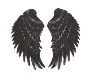 Teufel Flügel schwarz Pailletten Applikation Patch04a