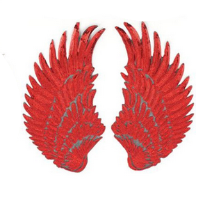 XL Teufel Flügel rot Pailletten Applikation Patch03