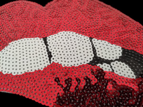 XL mouth lips red sequins application patch 01