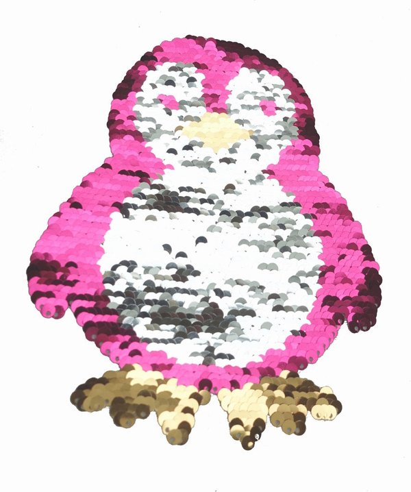 16 cm Pinguin Pailletten Applikation Patch 01