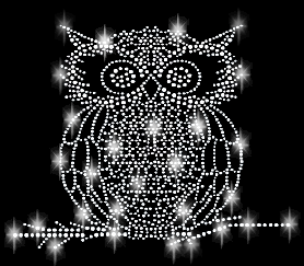 XXL Owl Eagle Owl Rhinestone Iron-on 1 Hotfix Application