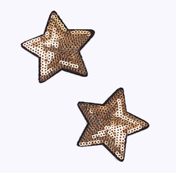 2 Sterne klein gold Pailletten Applikation Patch 02