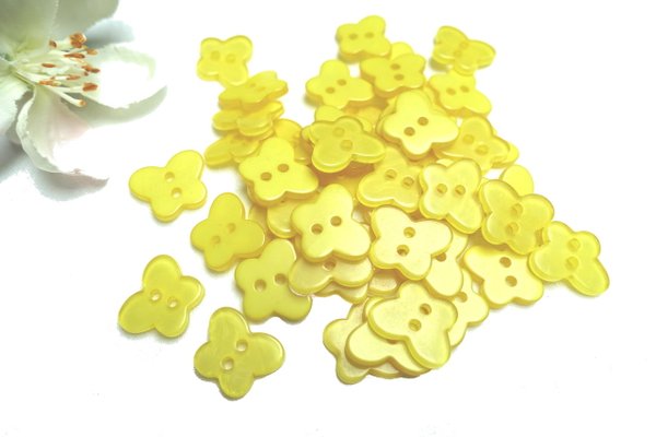 Buttons 13mm acrylic 10 pieces yellow butterfly
