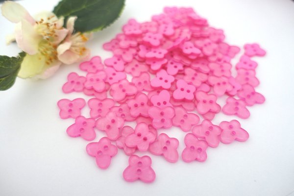 Buttons 13mm acrylic 10 pieces pink butterfly