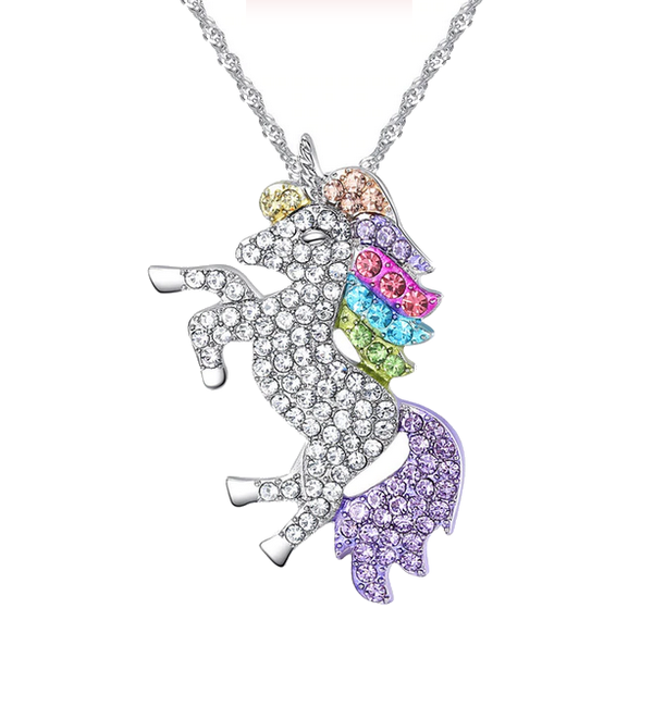 Unicorn rhinestone necklace 01 children colorful