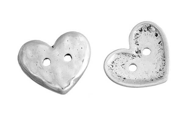 Buttons 20mm heart antique silver traditional costume