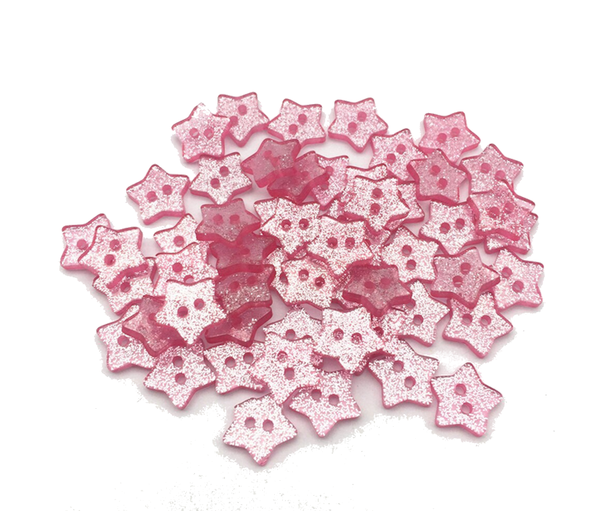 Knöpfe 14mm Acryl 10 x Sterne Glitzer rosa Glitter