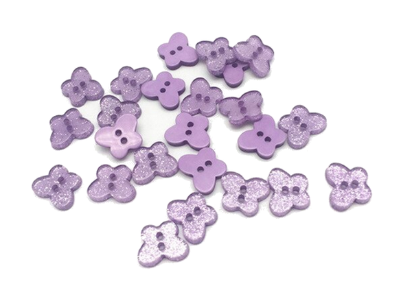 Buttons 13mm acrylic glitter purple butterfly