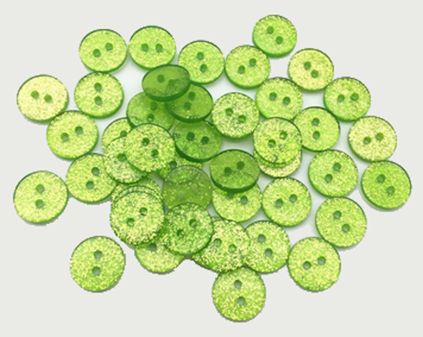 Buttons 13mm acrylic 10 x round glitter light green glitter