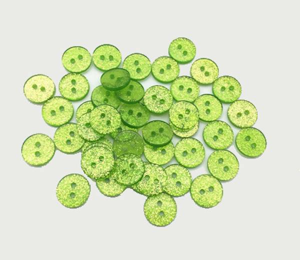 Buttons 13mm acrylic 10 x round glitter light green glitter