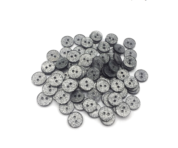 Buttons 13mm acrylic 10 x round glitter black gray silver