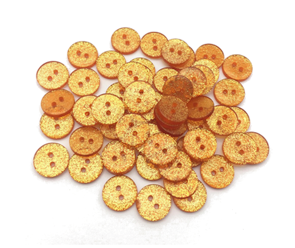 Knöpfe 15mm Acryl 10 x rund Glitzer orange Glitter