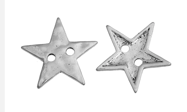 Buttons 20mm stars antique silver traditional costume