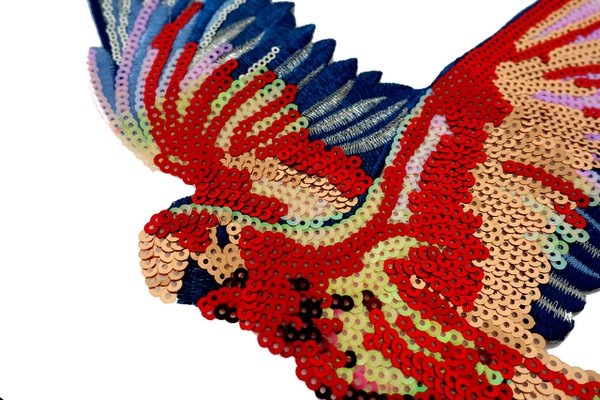 XL Parrot red sequins application patch 01