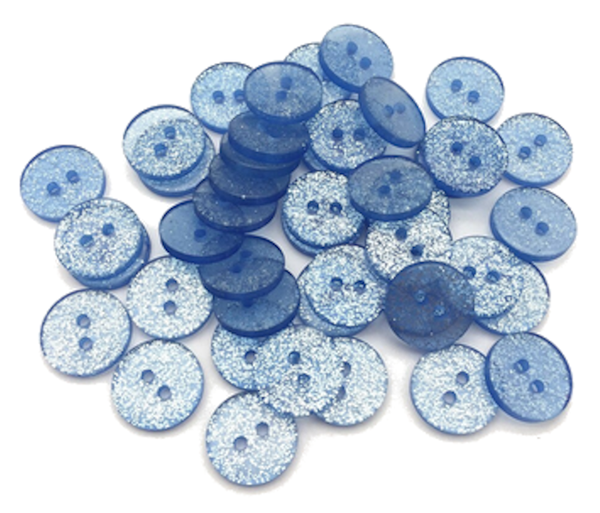 Buttons 13mm acrylic 10 x round glitter light blue glitter