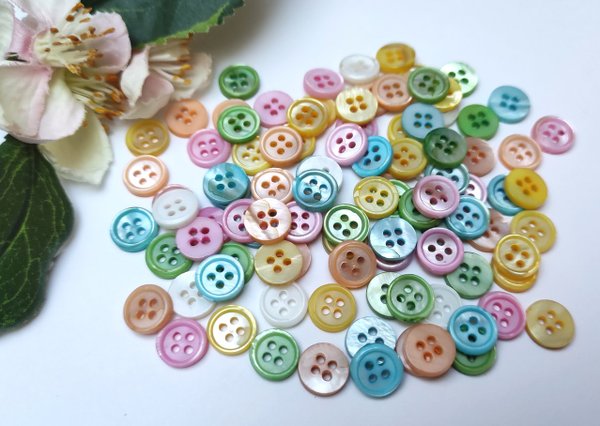 Buttons 10mm mother of pearl 10 pieces colorful round