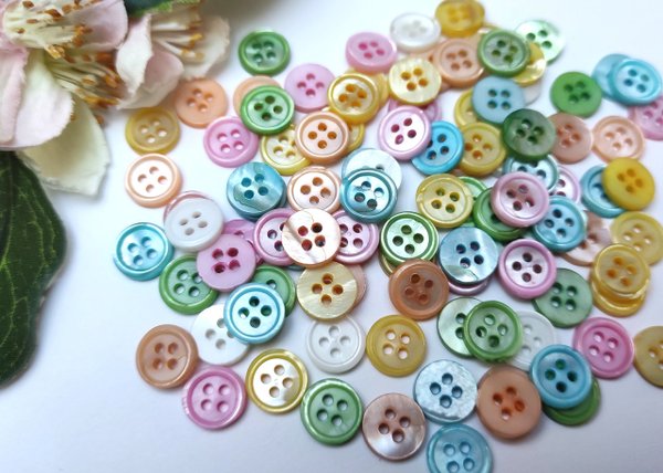 Buttons 10mm mother of pearl 10 pieces colorful round