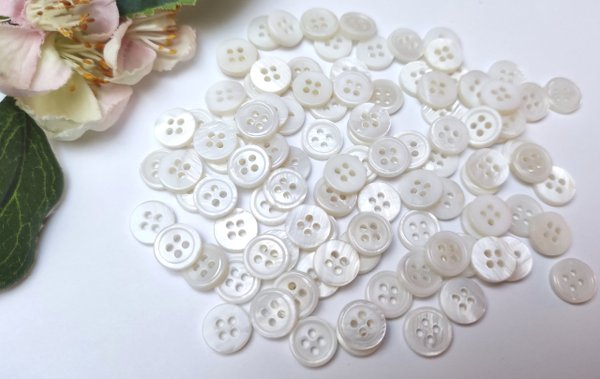 Buttons 10mm mother of pearl 10 pieces white round
