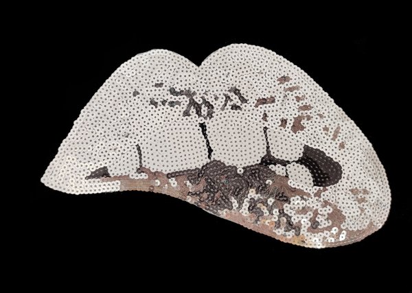 XL mouth lips silber sequins application patch 02