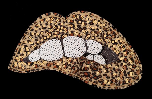XL Mund Lippen Leopard Pailletten Applikation Patch 03