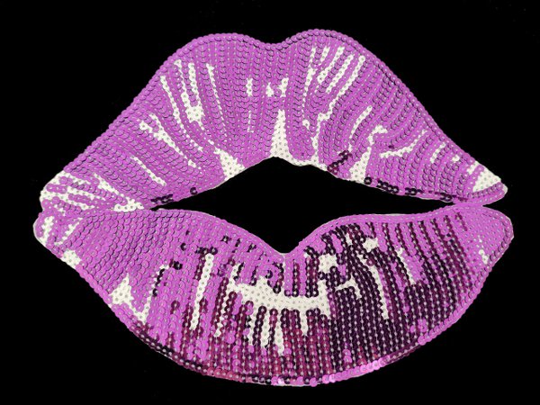XL Mund Lippen lila Pailletten Applikation Patch 07