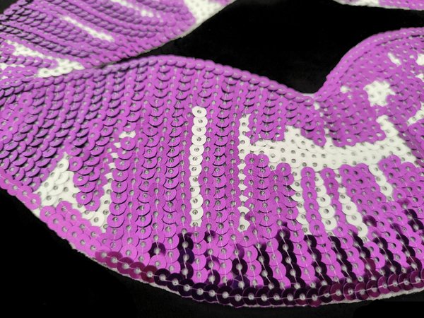 XL mouth lips purple sequins application patch 07