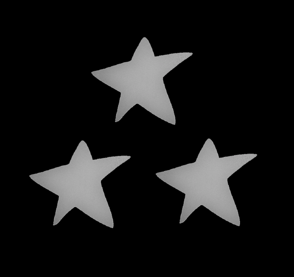 3x Stars reflective iron-on 2 hotfix application
