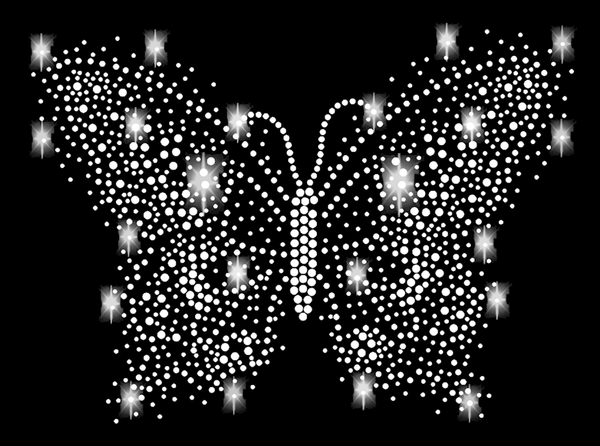 Butterfly rhinestone motif iron-on 19 hot fix application