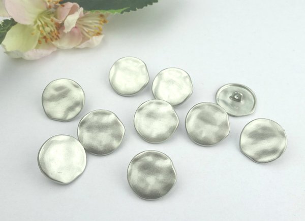 Buttons 18mm round wavy silver eyelet button metal